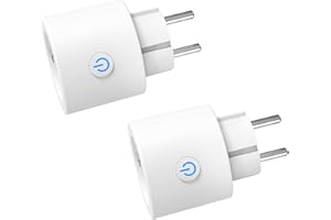 ANTELA Prise Connectée WiFi, 16A Prise Intelligente Compatible avec Alexa, Google Home, Contrôle à Distance, Mesure de Consommation Électrique, Contrôle Vocal, Fonction de Temps, 2PCs
