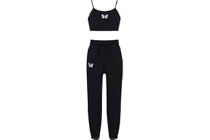 MSemis Teenager Mädchen Jogginganzug Trainingsanzug Sportanzug Jogger Crop Top Sport BH Weste mit Leggings Streetwear für Tanz Yoga Jogging