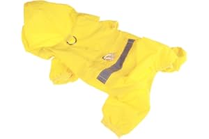 XIAOYU einstellbare Pet Hund wasserdichte Overall Regenmantel Jacke mit sicheren reflektierenden Streifen, Gelb, XL