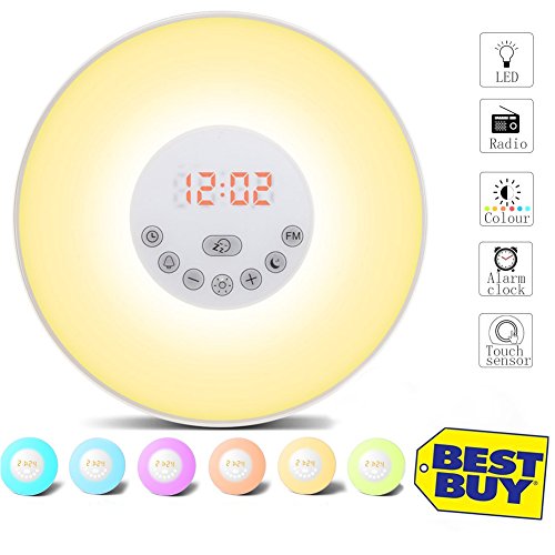 Preisvergleich Produktbild Wake Up Light, Lichtwecker Wecker LED mit Sonnenaufgang Simulation, Natur Sounds, Tagelichtwecker mit Intelligente Schlummerfunktion, FM Radio, Touch Control, 7 Farbige LED 10 Dimmstufen