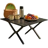Ecrou Hafif Taşıma &Ccedil;antalı Katlanır Kamp Piknik Bah&ccedil;e Masası Siyah 60 x 60 x 45 cm
