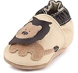 Ladeheid weiche Leder Babyschuhe mit rutschfesten Wildledersohlen LAFIO101(Beige/Löwe, 21/22 EU)