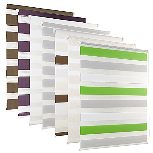 OUBO Doppelrollo Klemmfix Duo Rollo ohne Bohren - (BxH) 70 x 150 cm Grau - Seitenzugrollo mit Klemmträger für Fenster / Tür