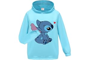 OAIXIUR Girls Casual Sweatshirts Kids Blue Cat Printing Hoodies Long Sleeve Hooded Tops