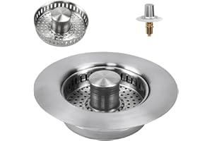 EUIEUT Küchen Spülbecken Stöpsel Edelstahl Küchenspüle Spülbecken Stöpsel Siebkörbchen Spüle Stöpsel Küchenspülenstöpsel spülbecken Sieb Abflusssieb Spüle Waschbeckenstöpsel Küche(Spülen Tiefe > 37mm)