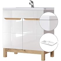 Meuble de salle de bain CASSINI 80 cm avec vasque en céramique, blanc