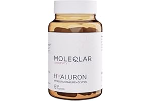 MoleQlar® Capsule ialuronico e glicina nel complesso. Acido ialuronico vegano (2.000 kDa) con L-glicina, vegano e senza glutine. 60 capsules ialuronano