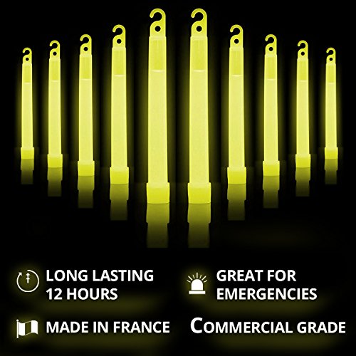 Cyalume SnapLight Gelb KnickLichter Glow Sticks – 15cm 6 Inch Industrial Grade Leuchtstab, Ultra helle Light Sticks mit Leuchtdauer 12 Stunden (10-er Pack) - 2
