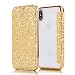 Produktbild Lederhülle für iPhone Xs/X/10 Hülle Glitzer PU Leder Flip Etui mit Silikon Transparent TPU Weich Case, Coollee 360 Grad Ultra Dünn Ledertasche im Book Style Klapphülle Brieftasche Kunstleder Handyhülle mit Ständer Kickstand Card Slot Karteneinschub Magnetic Handytasche Vorne Hinten Schutz Mädchen 3D Bling Strass Kristall Cover Stoßfest Bumper, Gold