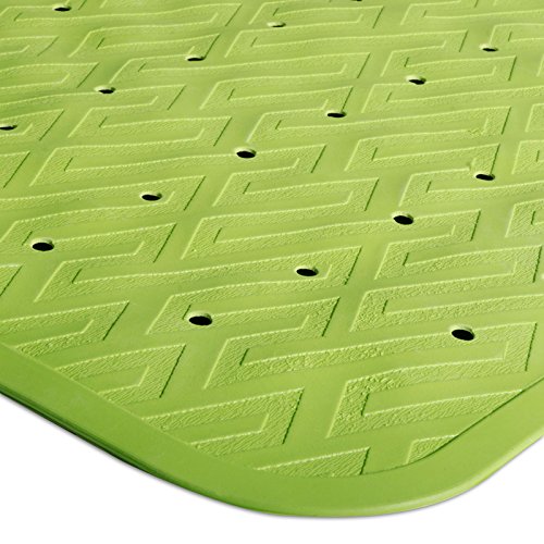 casa pura® Wanneneinlage Astrid | rutschfest | geriffelte Oberfläche | PVC-frei | Lochung für optimalen Wasserabfluss | 34 x 76 cm | drei Farben (grün) - 3