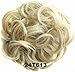 FESHFEN Ribbon Ponytail Hair Extensions Wavy Curly Messy Hair Bun Extensions Scrunchy Scrunchie Hair Bun Updo Hairpiece Donut Hair Chignons Hair Piece Wig Medium Blonde & Bleach Blond Mixed Hairpiece
