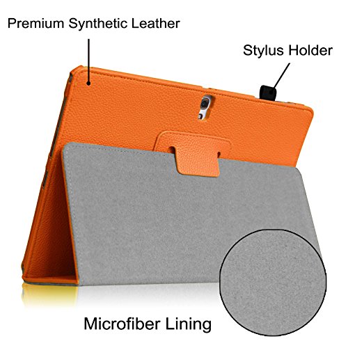 Fintie Samsung Galaxy Tab S 10.5 Hülle Case – Slim Fit Folio Kunstleder Schutzhülle Cover Tasche mit Ständerfunktion für Samsung Galaxy Tab S T800 T805 (10,5 Zoll) Tablet (mit Auto Schlaf / Wach Funktion), Orange - 4