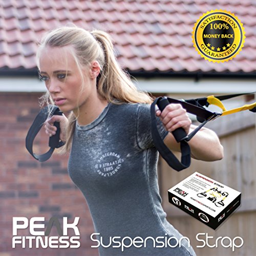 Peak Fitness Cross Fit Schlingentrainer mit Türanker, Riemen, schweren Schnallen und Tragetasche für Körpergewicht Training, ideal für Fettverbrennung, Muskelaufbau, Core-Training und für jedes Haustraining empfohlen. 100% Zufriedenheit – KEINE RISIKEN. Gratis 60–tägige Rückgabegarantie der gesamten Kosten. - 2
