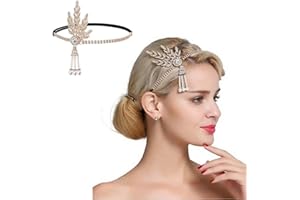 JUSTUSNX Gatsby - Fascia per capelli con strass e cristalli, accessorio per feste per donne e ragazze