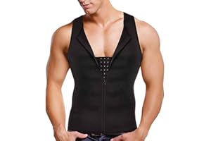 Gotoly Herren Taillentrainer Weste Gewichtsverlust Korsett Sport Body Shaper Reißverschluss Schweißanzüge Bauchmieder Workout Shirt