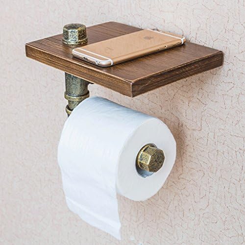 Chai jia Iron Art Water Pipe Rack, 20 * 15cm Solid Wood Partition Rack, Bathroom Wall Rack, Toilet Paper Storage Rack (4 Colors Optional) (Color : C)