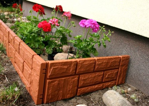 ZAUN RASENKANTE BEETEINFASSUNG STEIN 2,34 m x 20 cm terra - 2