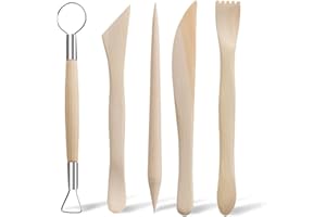 N\A Clay Tools Set, Pottery Sculpting Tools, 5PCS Wooden Apearance Clay Sculpting and Pottery Sculpting Tools Very Suitable for Engraving＆Embossing＆Shaping＆Clay Pottery Scraper
