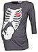 Happy Mama Woman's Maternity Halloween Baby Skeleton Ribs Print T-shirt Top 615p (Grey Melange, UK 14/16)