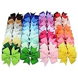 Rzctukltd 40PCS Colors Handmade Bow Hair Clip Alligator Clips Girls Ribbon Kids Sides Accessories