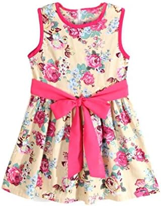 Clearance Bestoppen Baby Girls Princess Dress,Cute Sleeveless Flower Printed Mini Dresses Toddler Kids Summer Formal Floral Tutu Party Dress Bowknot Wedding Dress for Girls Size for 1-7 Years Old (White, 90/1-2Y)