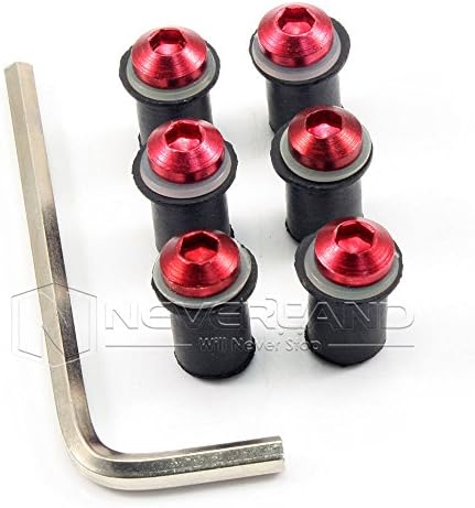 Aridox(TM) 6pcs M5 5mm Motorcycle Windscreen Windshield Bolt Screw Nut Fastener Kit for Honda Red Aluminium C10