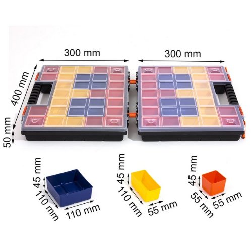 Prosperplast Sortimentskästen Kleinteilmagzine 42 Boxen herausnehmbar Turbo, 1 Stück (bestehend aus zwei Hälften), NOR DUO NORP16DUO - 3