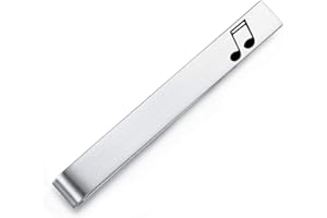 Honey Bear nota musicale Croma ottava nota Fermacravatta per Uomo - dimensione normale acciaio regalo di nozze di business,5.4cm,Argento spazzolato
