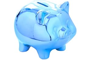 GOPIGITO Huchas Originales para Niños Adultos, Infantil Hucha Cerdito, Personalizada Boda Hucha Grande, Cajero para Ahorrar, Originales Regalos para Parejas, Festivales, Alcancias para Adultos (Azul)