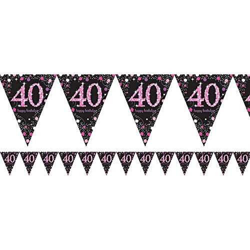 Komplette FesteFeiern® Dekoration zum 40. Geburtstag | Geburtstags Deko 40 | 31 Teile pink schwarz violett mit Luftballon | Party Deko Set happy birthday 40 - 2