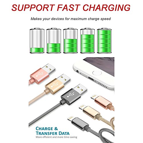    Pack de 3 Rose    C  ble iPhone 3M YooGoal Cable Lightning    Chargeur rapide Transfert de donn  es    vers USB de Nylon Tress   Connecteur en Chargeur C  ble pour iPhone X 8 8Plus 7 7Plus 6 6S Plus iPad iPod