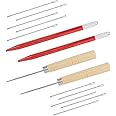 DICOSMETIC 14Pcs Set Platinum Rerooting Tool for Doll Hair Doll Wig Tool Accessories Needles for Doll Breed Hair Implant Needle and Crochet Needle Brass Wood Doll Making Kit, Needle Eye: 0.5~0.7mm
