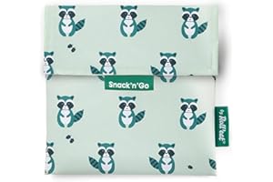 Roll'eat ® | Porta Sandwich Reutilizable, Bolsa Ecológica sin BPA, Porta Bocadillo de Color Raccoon - Snack'n'Go Animals