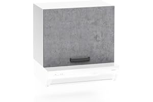 REDÒKASA Pensile per cucina componibile da 60 cm con due ante, realizzata in legno 100% MADE IN ITALY disponibile con/senza Cappa (Senza Cappa, Cemento)