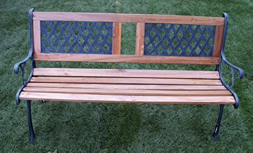 New 3 Seater Outdoor Home Wooden Garden Bench with Cast Iron Legs Seat Furniture