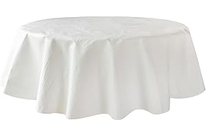 Benson Mills Deluxe Heavy Duty Vinyl Table Pad, Premium Table Protector, Waterproof with Flannel Backing, Quilted Design and Customizable (Off-White, 70" Round)