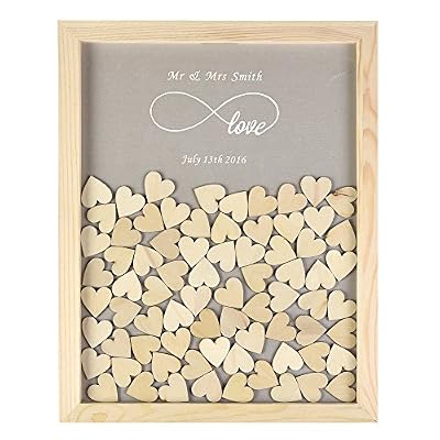 ys2016 Cadre en bois gravée personnalisée Infinity love style rustique Drop Top Livre d'or de Mariage 30 Cm x38 Cm