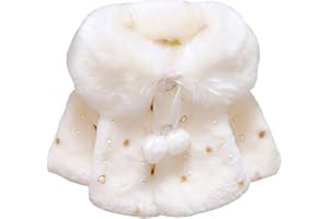 OKSakady Nouveau Née Bébé Fille Duveteux Fausse Fourrure Manteau Veste Cap Manteau Poncho 0-3 Ans
