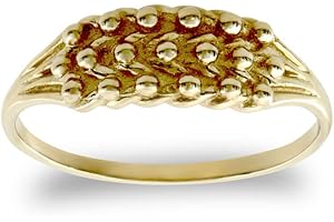Jewelco London Kids Solid 9ct Yellow Gold 3 Row King George III Keeper Guard Rope Edge Baby Ring