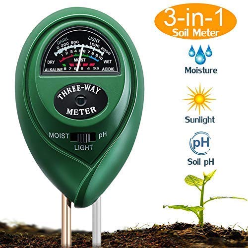 Suplong 3-in-1 comprobador de suelo la humedad metro planta suelo Tester Kit con luz y PH acidez probador, ideal para el jardín, granja, césped, interior y exterior (no necesita batería)