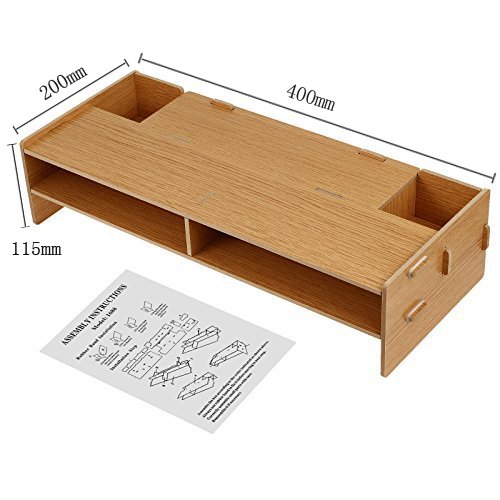 Desktop Monitor Stand Universal Desktop Monitor Ständer Wasserdichte und feuchtigkeitsbeständig Monitorständer für Desktop Schreibtisch – Monitor LCD TV Fernsehapparat Laptop Computer Schirm – Braun - 6