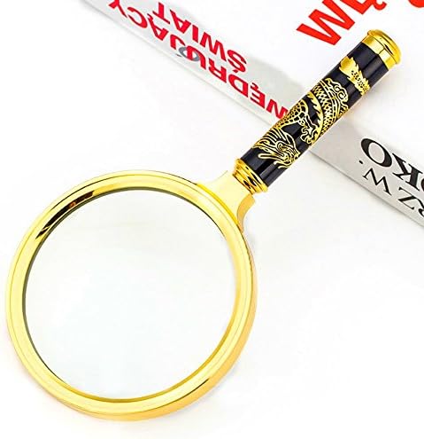 90mm Handheld 5X Loupe Magnifier Magnifying Glass Lens with Metal Handle for Seniors Book Reading, Science, Inspection, Coins, Insects, Rocks, Map, Crossword Puzzle