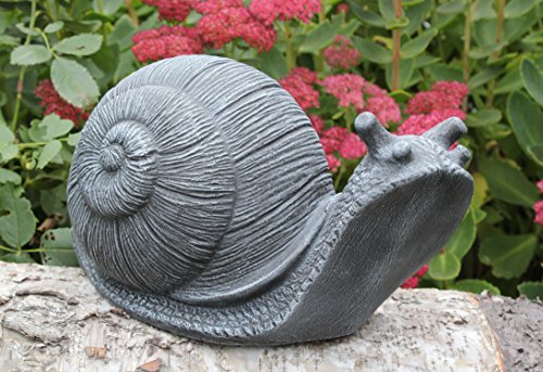 Gartenfigur Schnecke groß – Schiefergrau, Deko Figur Garten Stein frostsicher - 2