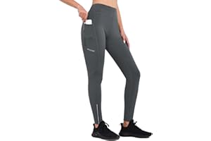 BALEAF Thermoleggins damskie legginsy z podszewką, zimowe legginsy sportowe, długie spodnie do biegania, spodnie rowerowe z zamkiem błyskawicznym