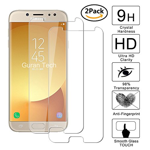 [2 Pack] GuranÂ® Pellicola Protettiva ultra Resistente in Vetro Temperato per Samsung J7 2017 DUOS Smartphone Ultra Sottile Screen Protector Film