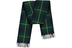 BRAW CLANS TARTANS 100% Pure Lambswool Tartan Scarves - Unisex Winter Warmer for Men and Women - Multipurpose - Gift for Him/Her - Various Checkered Plaid Scarf - 12x60 Inches