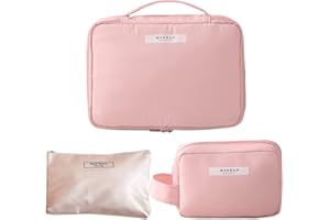 ZOOMPIL 2 Piezas Neceser Maquillaje, Portátil Bolsa de Maquillaje de Viaje, Bolsas de Cosméticos, Mujeres y Niñas Bolsa de Aseo Impermeable Gran Capacidad, para Hogar Vacaciones Viaje(Rosa)