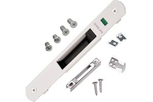 WANLIAN Serrure de Porte Coulissante,Verrou de Porte Coulissante,Fermeture Latérale Charcuterie Serrure Crochet,Pour Portes, Porte en Verre,Porte Mobile-Blanc