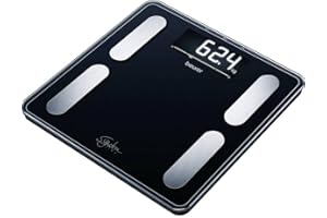 Beurer BF 400 Signature Line, Pèse-personne impédancemètre, analyse corporelle précise jusqu'à 10 personnes, avec écran LCD extra large, capacité de transport jusqu'à 200 kg, noir
