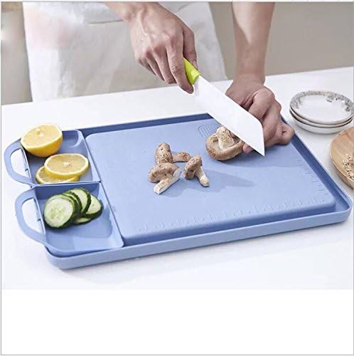 Kitchen Chopping Board with 2 Trays, Multifunctional Wheat Straw Cutting Board ECO Friendly for Vegetables, Meat, Fruit, Bread, Other Food by Kayear Blue